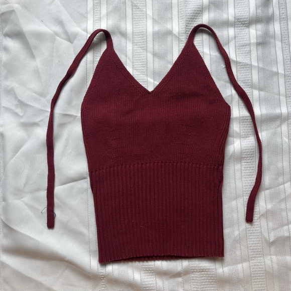 Vintage Wet Seal Y2K Ribbed Red Halter Top Size XS Boho Festival Crop Tank Top - Picture 6 of 12